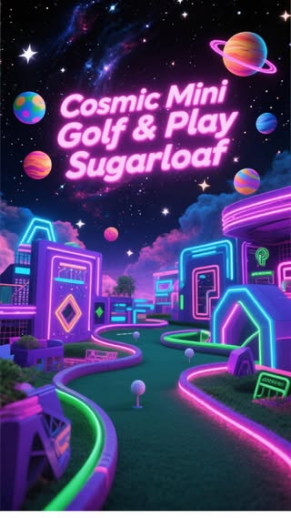Step into a world of glowing fun at Cosmic Manigolf and Play! Experience mini golf like never before neon lights, vibrant colors, and endless laughs for all ages. Perfect for family outings, date nights, or a unique hangout with friends. Ready to glow and play? Come join the cosmic adventure! #CosmicManigolf #GlowGolf #MiniGolfFun #FamilyFun #NeonNights #Playtime #IndoorFun #GlowInTheDark #FunWithFriends #UniqueExperience #WeekendVibes #LetsPlay #FamilyActivities #DateNightIdeas #KidsActivities