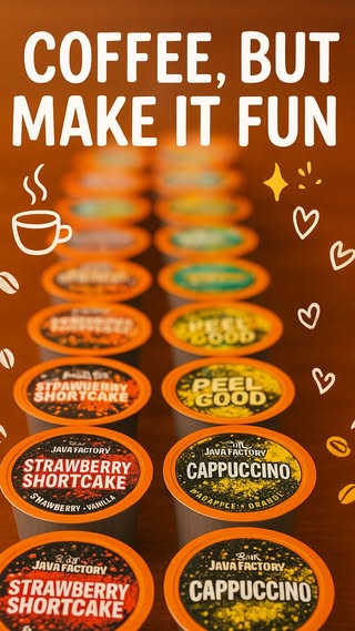 Morning coffee just got a major upgrade! From Strawberry Shortcake to Choconut, the Java Factory Flavored Coffee Pod Sampler brings 40 cups of fun, bold flavors right to your Keurig. Which flavor would you try first? #JavaFactory #CoffeeLovers #KeurigPods #FlavoredCoffee #CoffeeTime #MorningCoffee #CoffeeAddict #CoffeeGram #CoffeeObsessed #CoffeeLife #CaffeineFix #CoffeeMoment #DailyCoffee #CoffeeBreak #BaristaLife #CoffeeVibes #HomeBrewed #CoffeeCulture #CoffeeLove #CupOfCoffee