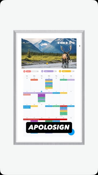 Meet the Apolosign 21.5 inch Digital Calendar your all in one home organizer. Unbox set up and sync with Google Apple iCloud or Outlook in minutes. Add a daily gym event from 5 pm to 6 pm build motivating routines with simple points and rewards and create todo lists like grocery and shopping. Switch between calendar and Android style dashboards to see weather chores doorbell and more. The matte display looks great in bright rooms and everything stays in sync with the mobile app. Make family schedules chores and tasks simple to see and easy to manage. Link in bio. #apolosign #digitalcalendar #smartcalendar #familyorganizer #homeorganization #productivity #dailyplanner #smartdisplay #smarthome #hometech #routines #habittracker #todolist #chorechart #familyplanner #mealplanning #timeblocking #goalsetting #backtoschool #busyparents #googlecalendar #applecalendar #outlookcalendar #voicecontrol #googleassistant #widgetdashboard #photoframe #antiglare #wallmounted