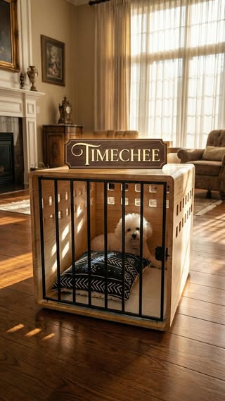 Obsessed with this modern dog crate end table from Timechee It blends right in with my living room decor and still gives my pup a cozy little den to relax in. Functional, stylish, and space saving! https amzn.to 4oPVO4w #Timechee #TimecheePets #dogcrate #woodendogcrate #dogfurniture #petfurniture #cratefurniture #endtablecrate #dogkennel #moderndecor #homedecor #livingroomdecor #petfriendlyhome #petparents #dogmomlife #dogdadlife #smallspaceliving #interiordesign #cozyhome #pethouse #doglovers #petsofinstagram