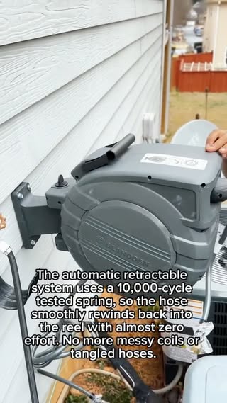 Finally upgraded my outdoor setup with this sleek retractable hose reel from @glahoden No more tangled messes or hoses lying around just pull, use, and it retracts right back. The clean wall-mounted design actually makes the side of my house look better If you re tired of fighting with your garden hose, this is it Link in bio Use code ROCKYVEEN for 3 off #glahoden #homegadgets #outdoorliving #homeupgrade #gardentools yardwork homeimprovement cleanlook organizedhome retractablehose hosereel backyardgoals homeowner dadlife outdoorspace gardeningtips homehacks amazonfinds tiktokmademebuyit satisfying