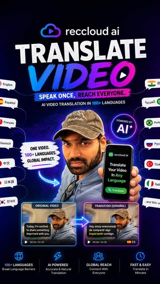 #Ad Paid partnership with @reccloud official POV you just realized your English-only Reels are capped at about 25 of the global creator market. I tested @reccloud official s AI Video Translator on a Reel I d already posted. Uploaded the MP4, picked Spanish, and 3 minutes later I had My actual voice cloned into Spanish Lip-sync that isn t haunted Auto-translated burned-in subs 70 languages to repost into Cross-posted the Spanish version to a burner account 3.2x the views of my original in 48 hours. Same content. New audience. If you re not translating your best Reels, you re leaving reach on the table. Free to try link in bio. What language are you testing first? #AIVideoTools #ContentCreator #VideoTranslation #RecCloud
